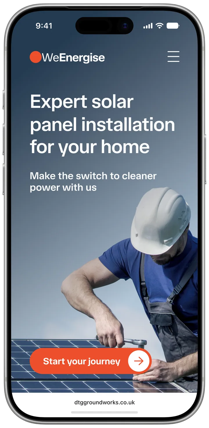 WeEnergise homepage on a phone